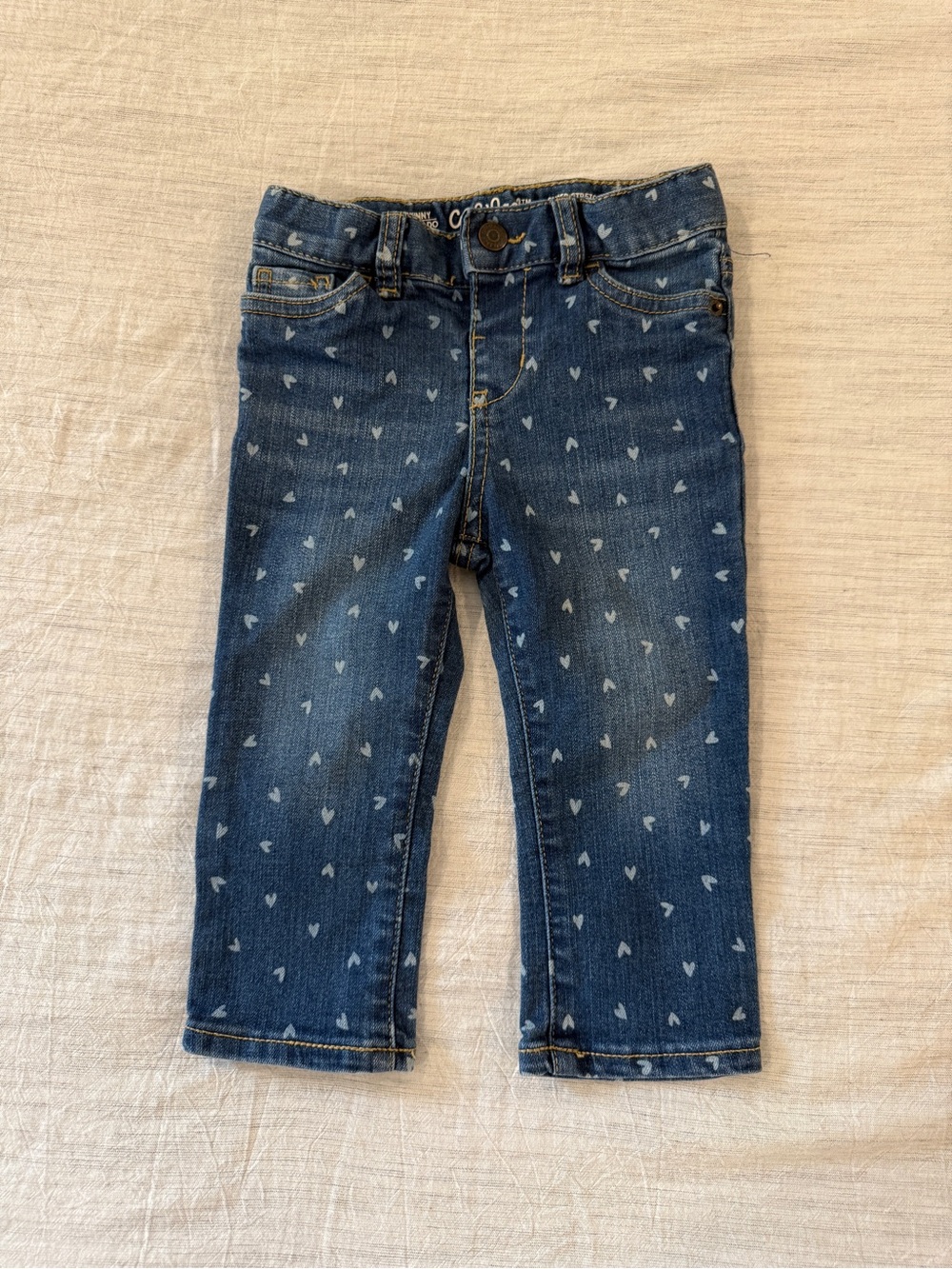 Cat & Jack Girls' Dark Blue Heart Print Denim Jeans